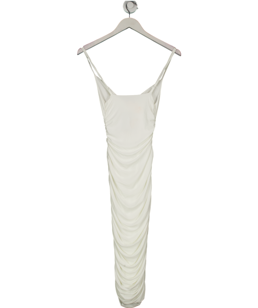 Club L White Strappy Ruched Midi Dress UK XS