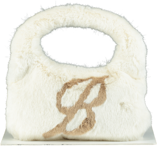 Blu Marine Cream Eco Fur Shoulder Bag