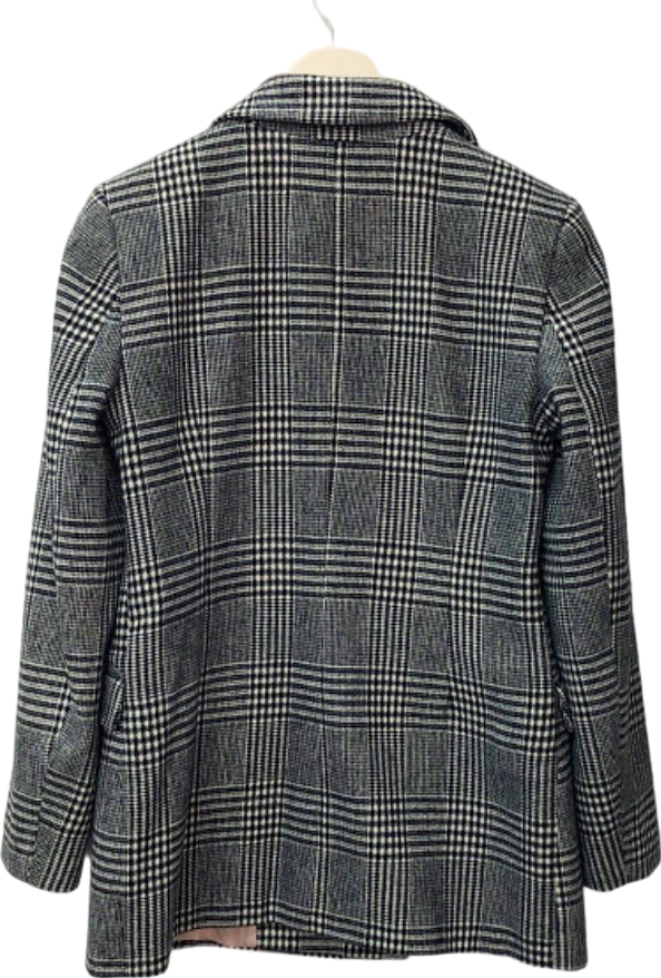 Topshop Black/White Check Double Breasted Blazer UK 10