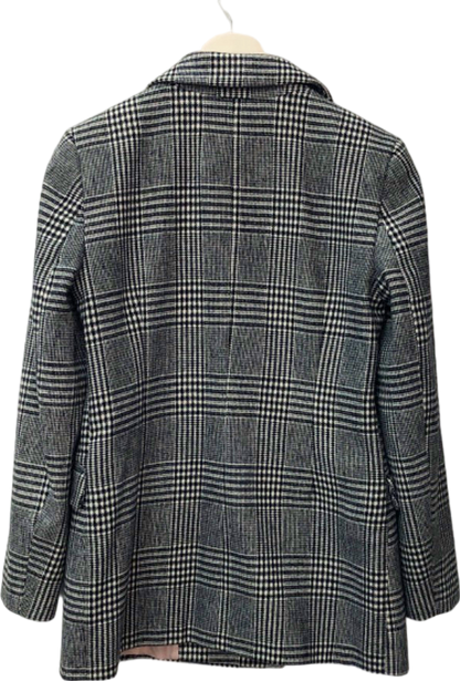 Topshop Black/White Check Double Breasted Blazer UK 10