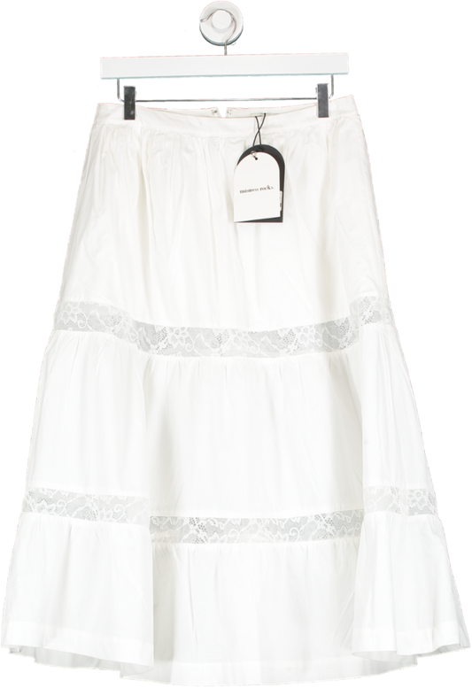 Mistress Rocks White Lace Blend Tiered Skirt UK S