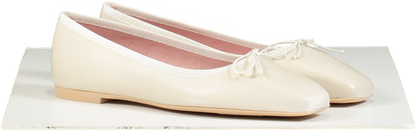 Pretty Ballerinas Natural Camille Cream Leather Square Toe Ballerina Shoes UK 6 EU 39 👠