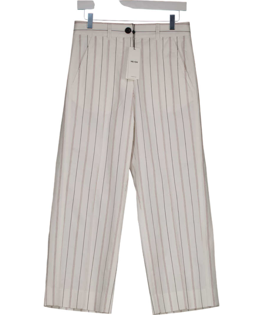 ME+EM White Multi Stripe Straight-leg Crop Trouser UK 8