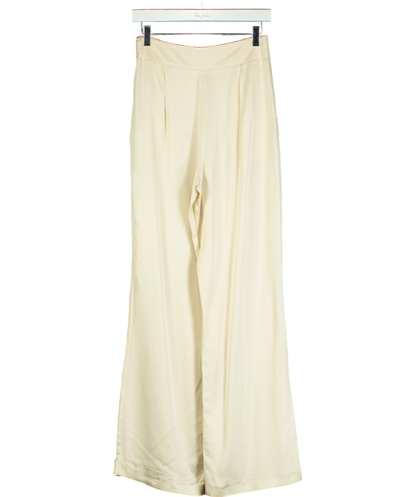 Sezane Cream Satin Wide-leg Trouser UK S