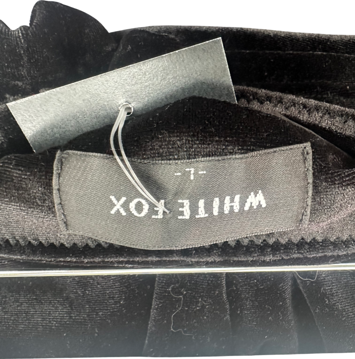 White Fox Velvet Black Shorts UK L