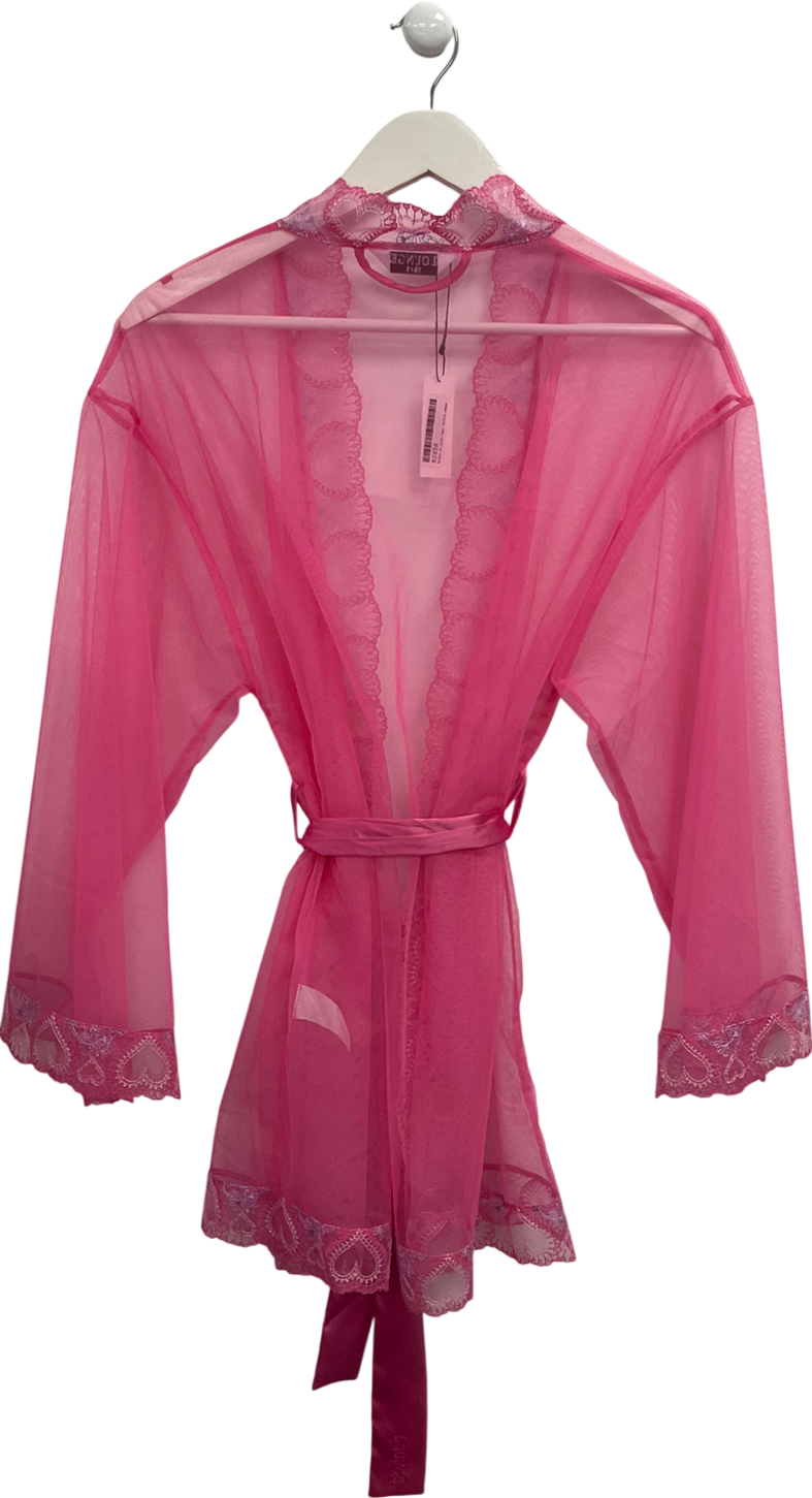 Lounge Underwear Pink Mariana Embroidered Sheer Mesh Robe UK XS/S
