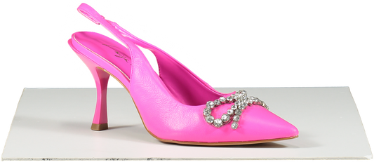Luiza Barcelos Pink Crystal Bow Embellished Sling Back Heels UK 6 EU 39 👠