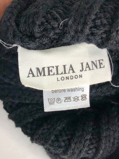 Amelia Jane London Black Knitted Hat with Pom Poms One Size