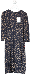 Rouje Navy Blue Floral Print Midi Dress UK 12