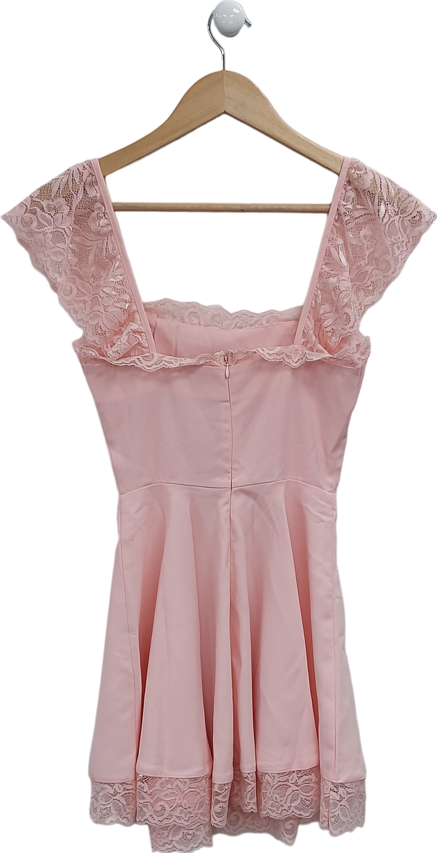 Fashion Nova Pink Lace Trimmed Mini Dress UK XS