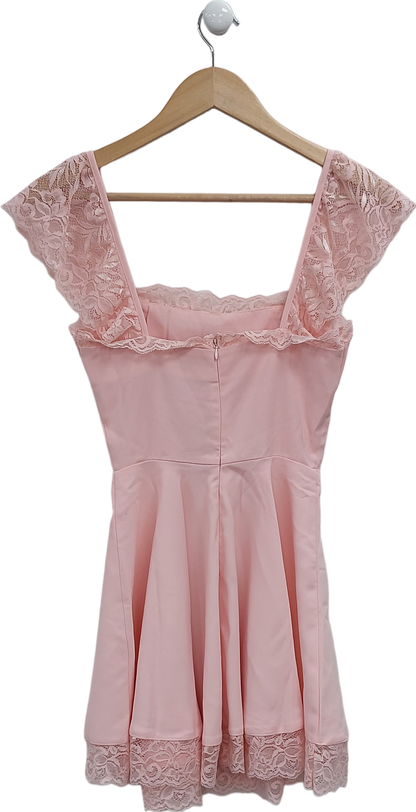 Fashion Nova Pink Lace Trimmed Mini Dress UK XS