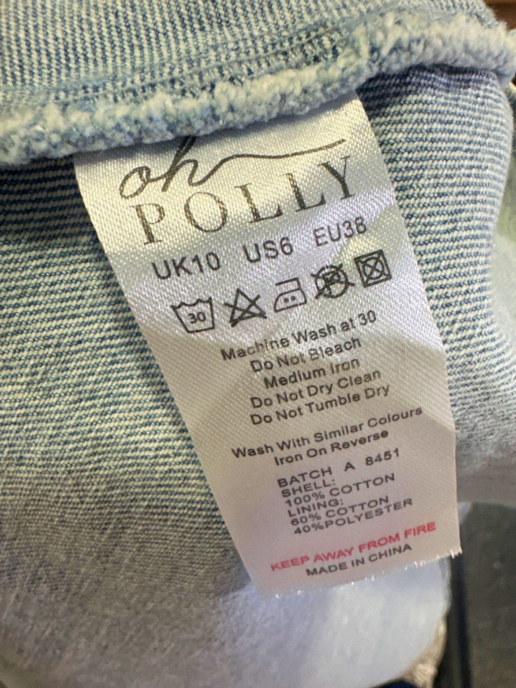 Oh Polly Light Blue Denim Dress UK 10