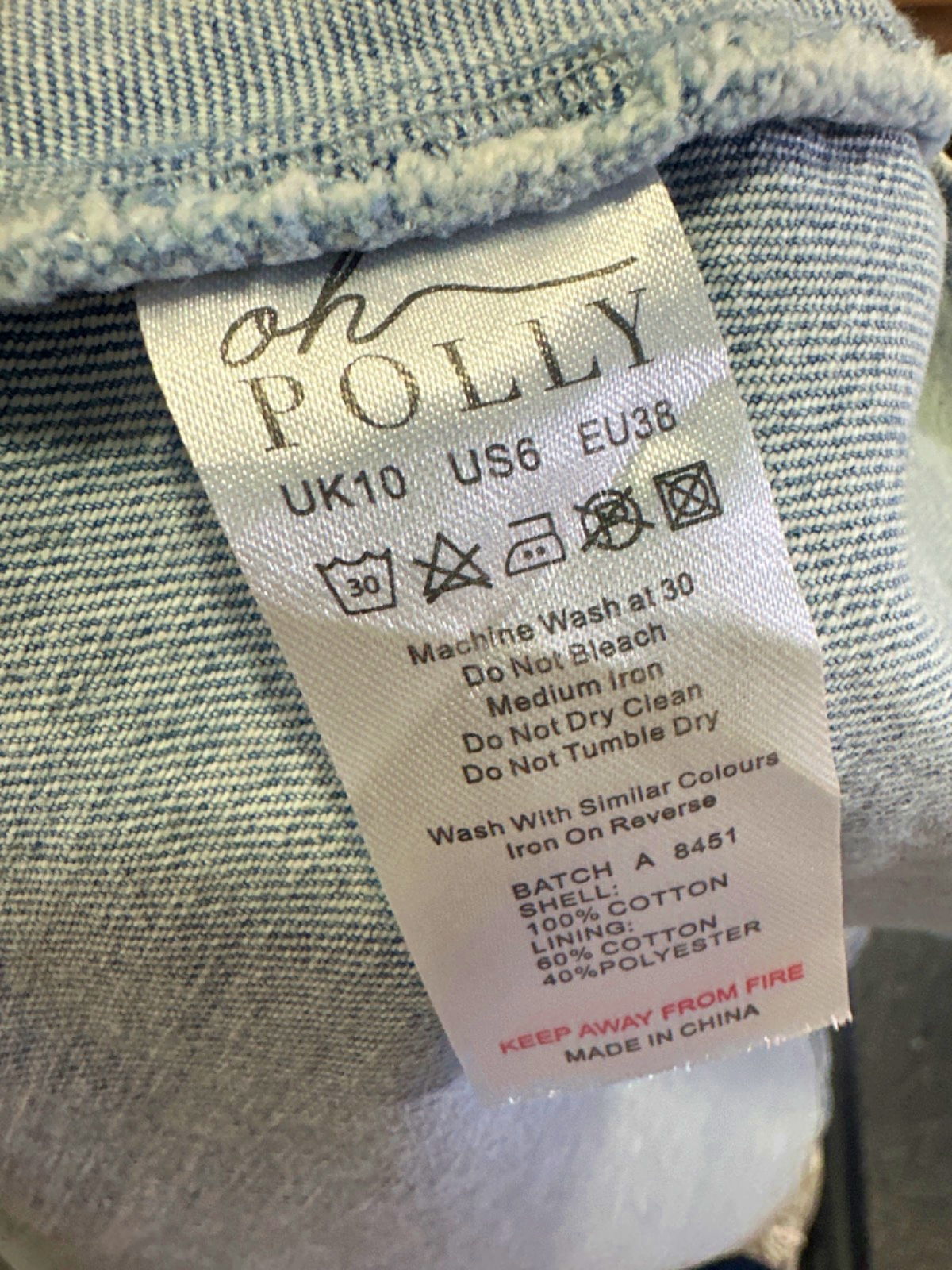 Oh Polly Light Blue Denim Dress UK 10