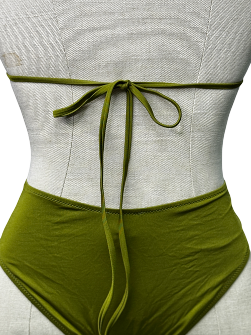 EVARAE Olive Green 2-piece Halterneck Bikini Set UK S