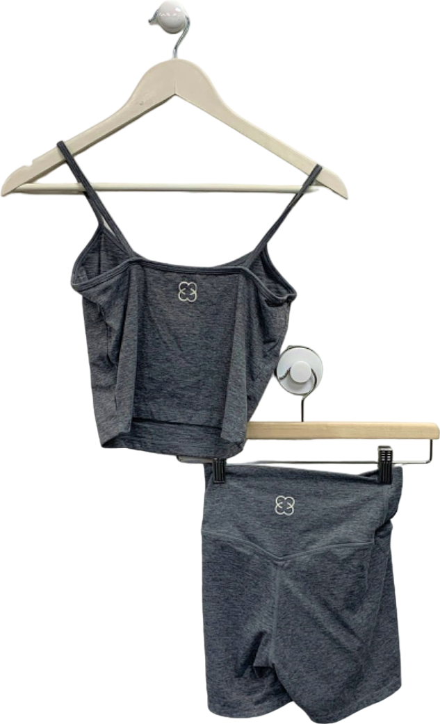 Saski Grey Crop Top and Shorts Set UK S
