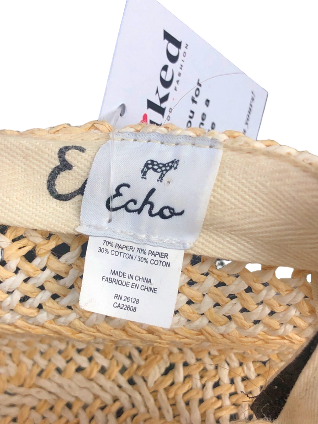 Echo Beige Woven Straw Baseball Cap M