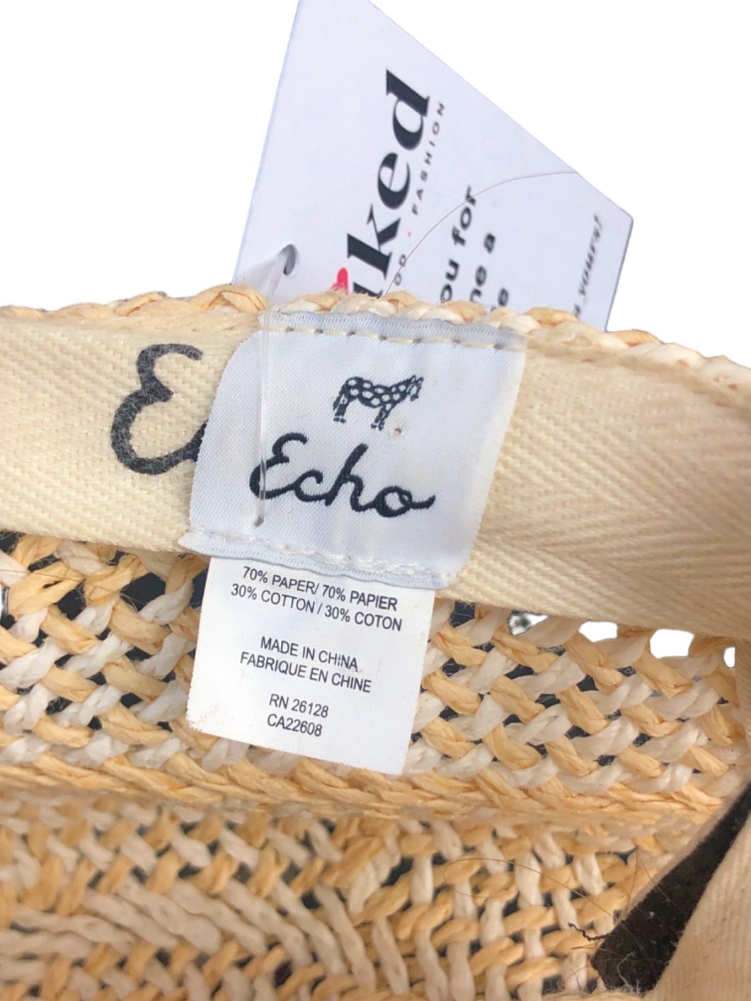 Echo Beige Woven Straw Baseball Cap M