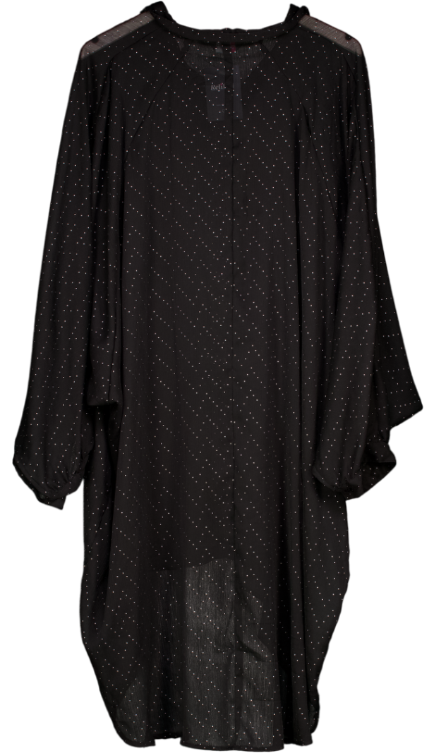 Yours Black Curve Metallic Dipped Hem Shirt UK XXXL