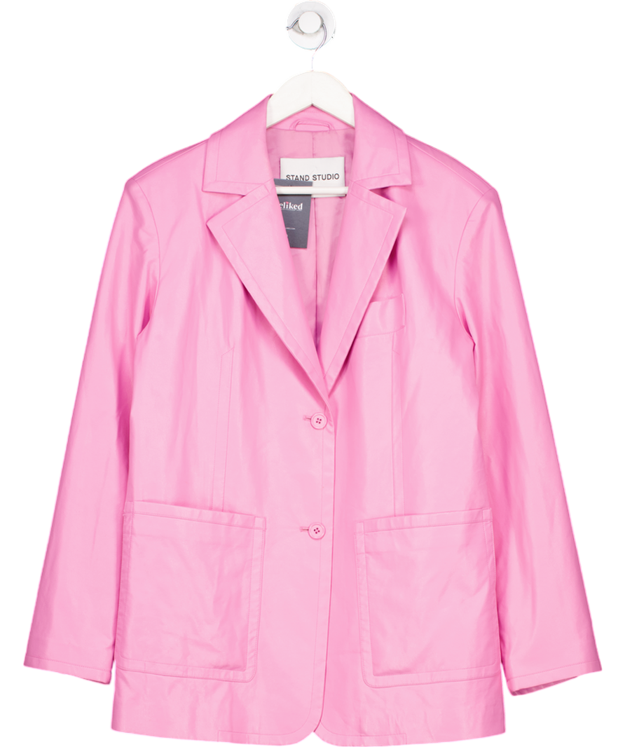 Stand Studio Keeva 0versize Faux Leather Blazer In Bubblegum Pink Fr34 UK 6