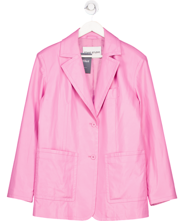 Stand Studio Keeva 0versize Faux Leather Blazer In Bubblegum Pink Fr34 UK 6