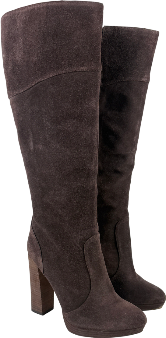 BCBGMAXAZRIA Brown Suede Knee High Boots Leather Soles US10 UK 7.5 EU 40.5