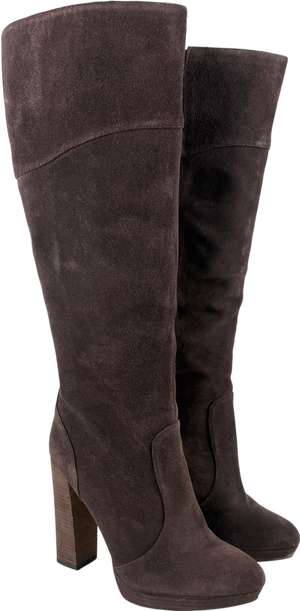 BCBGMAXAZRIA Brown Suede Knee High Boots Leather Soles US10 UK 7.5 EU 40.5