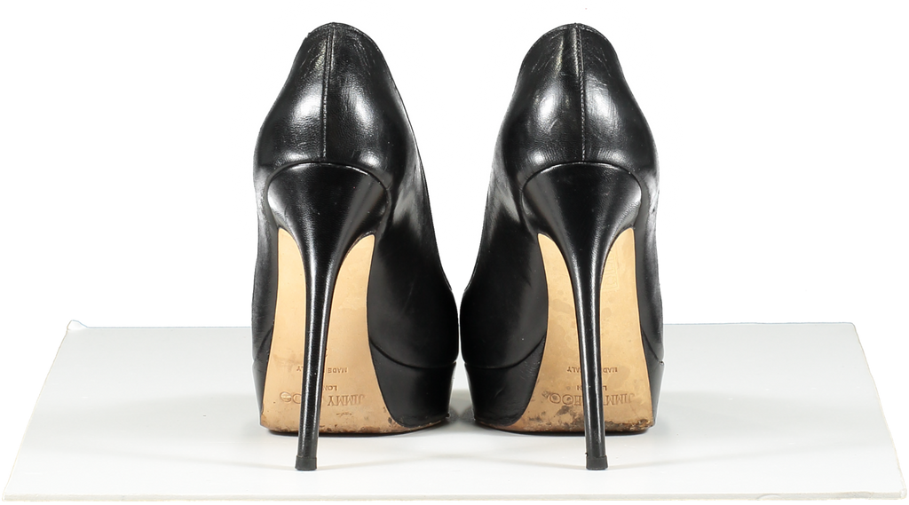 Jimmy Choo Dahlia Leather Peep-toe Pumps In Black UK 3 EU 36 👠