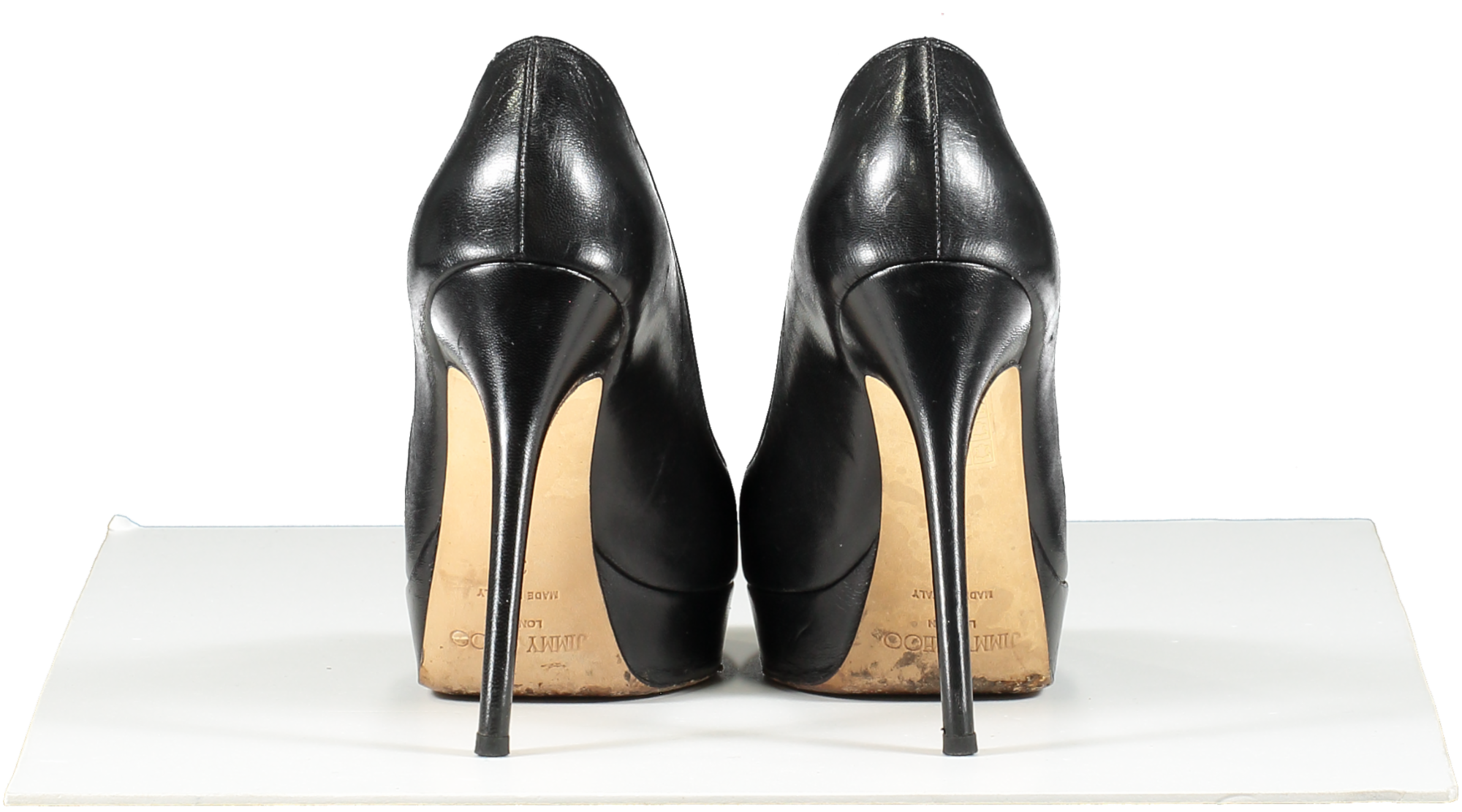 Jimmy Choo Dahlia Leather Peep-toe Pumps In Black UK 3 EU 36 👠