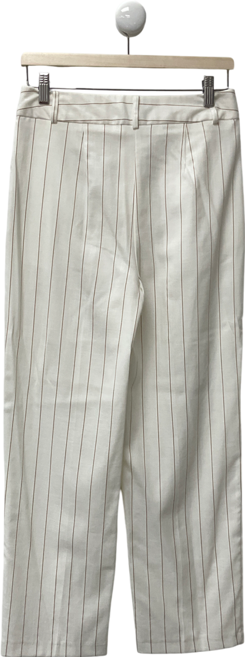 Primark White Striped Linen Trousers UK 10