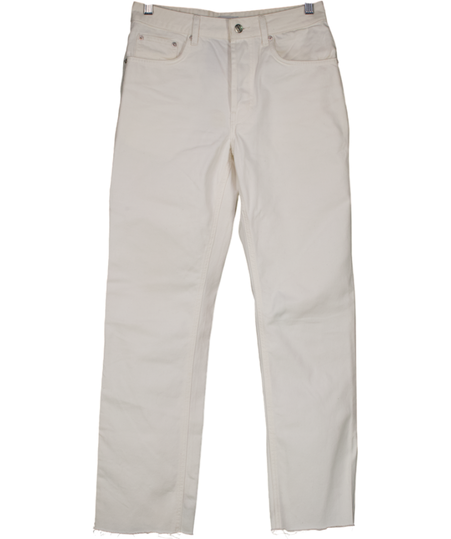 NA-KD Cream Straight Loose Fit Jeans UK 6