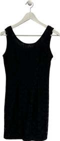 Fska Black Floral Lace Sleeveless Mini Dress, Low Cut Back With Bow Detailing UK M
