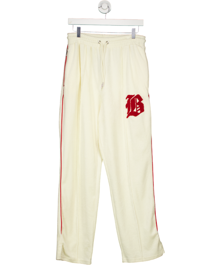 boohooMan Cream Relaxed Fit Towelling Joggers UK S