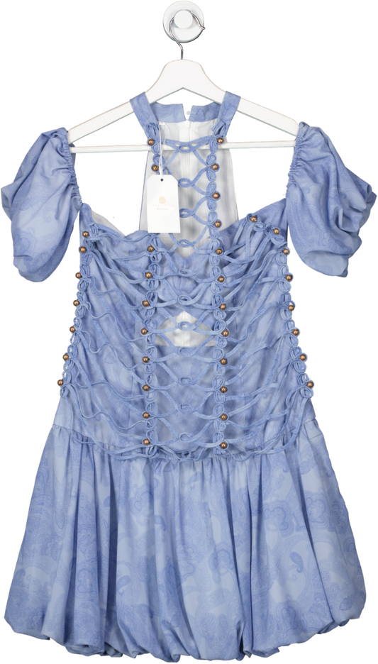ALB Anne Louise Blue Laced Front Mini Dress UK S