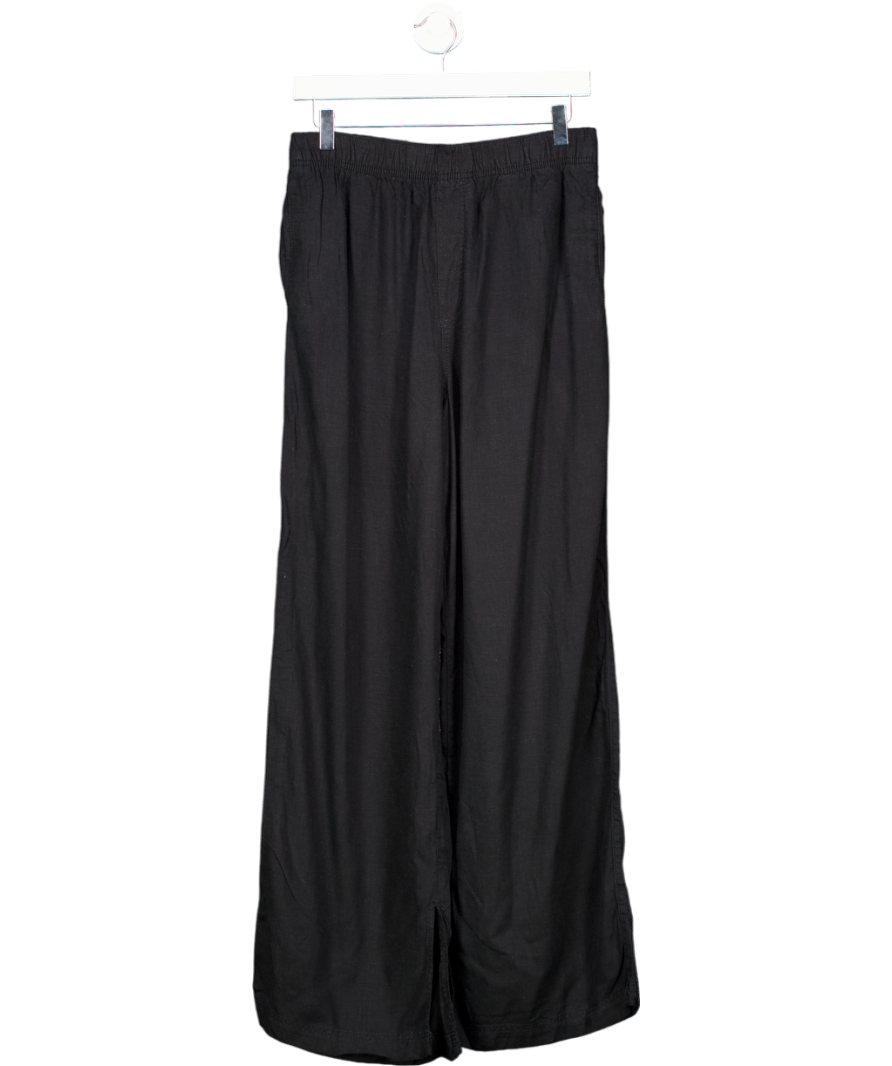 H&M Black Wide Leg Linen Blend Trousers UK S