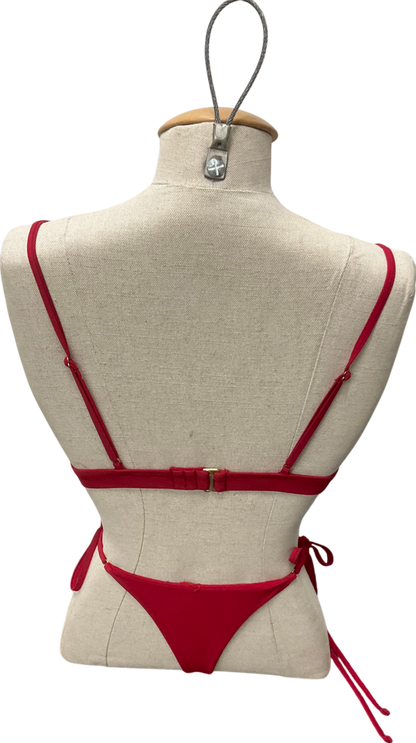 Gonza Red Gizele Triangle Top & Gizele Side Strap Bottom & Gizele Ruched Bottom UK S