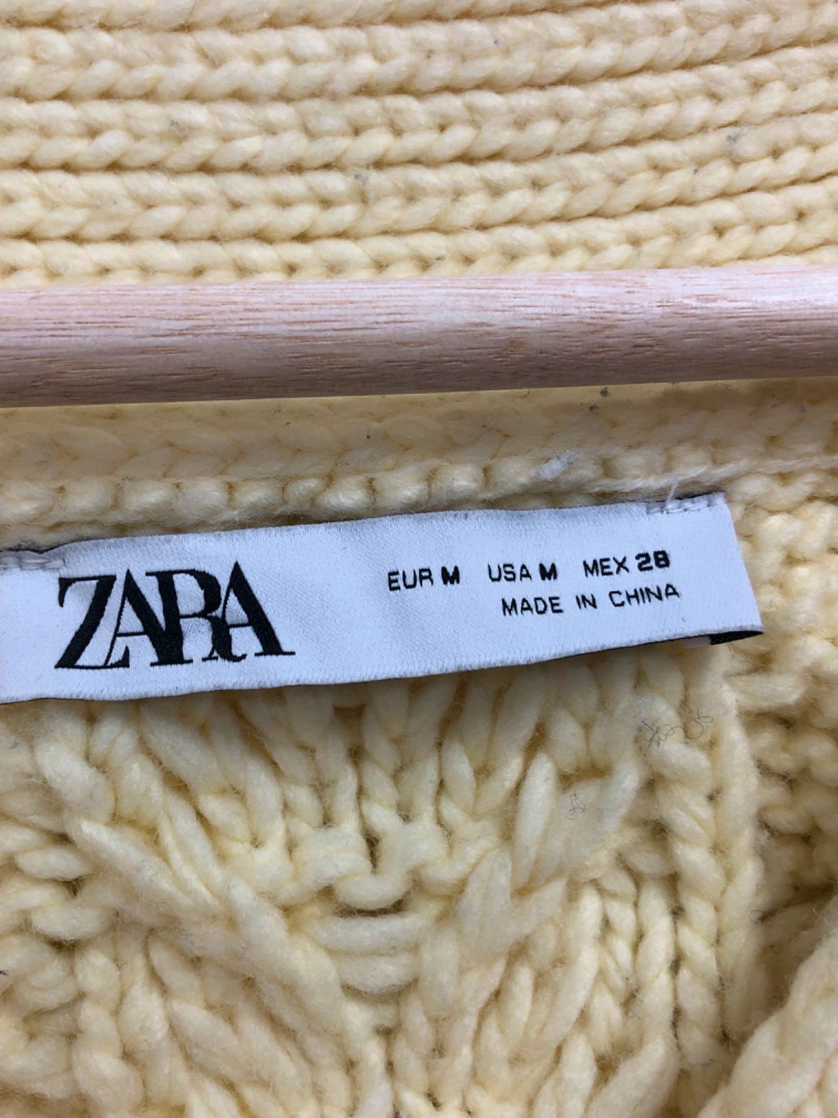 ZARA Yellow Cable Knit Cardigan UK M