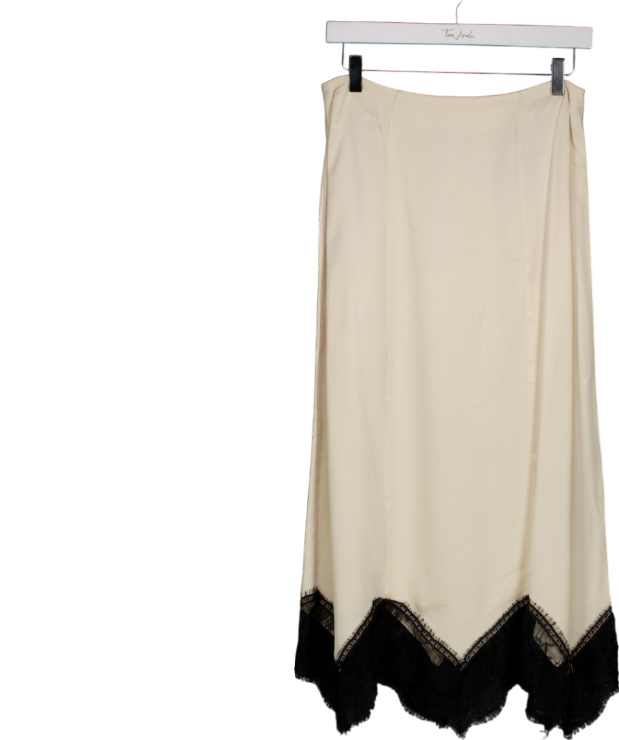 River Island Cream Lace Hem Satin Midi Skirt UK 6