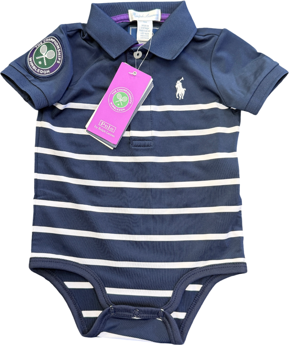 POLO RALPH LAUREN X WIMBLEDON Navy Blue Striped Bodysuit 18-24 Months