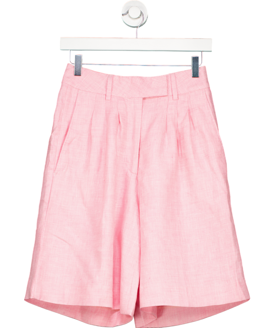 Remain Birger Christensen Pink Kiki Wide-leg Linen Shorts UK 6