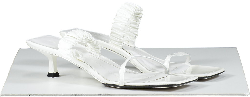 Khaite White Georgia Ruched Pantent leather Sandals UK 7.5 EU 40.5 👠