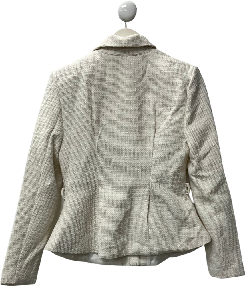 SHEIN White Raffinéa Women's Casual Tweed Blazer Jacket UK S