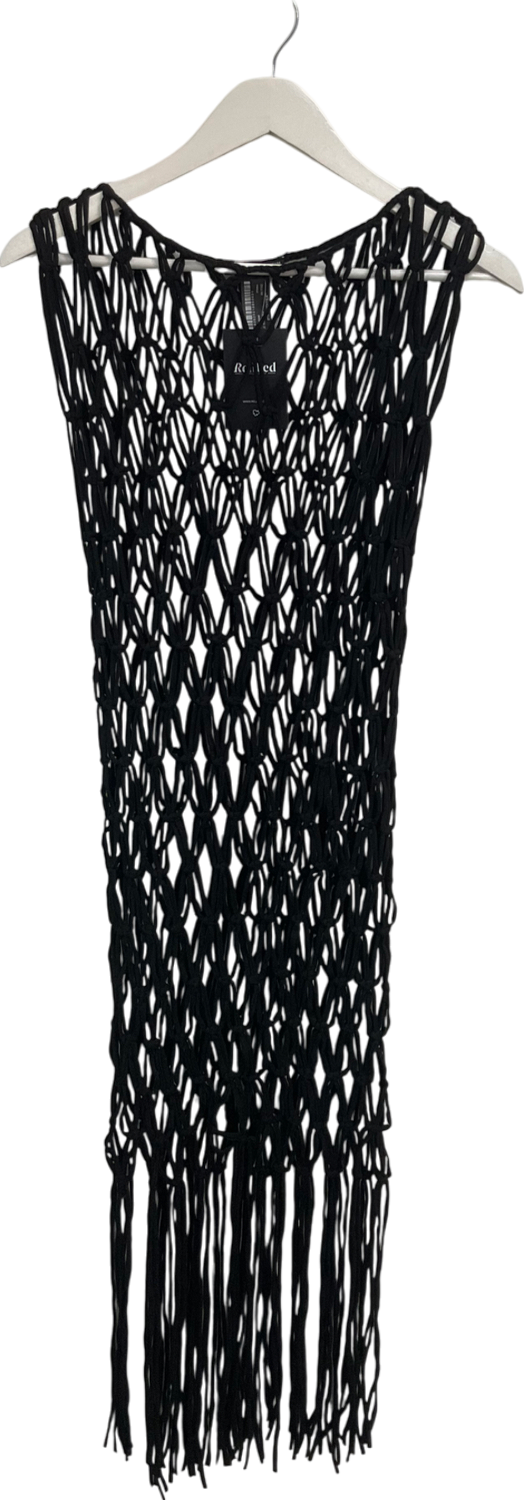 ZARA Black Open Crochet Dress UK M