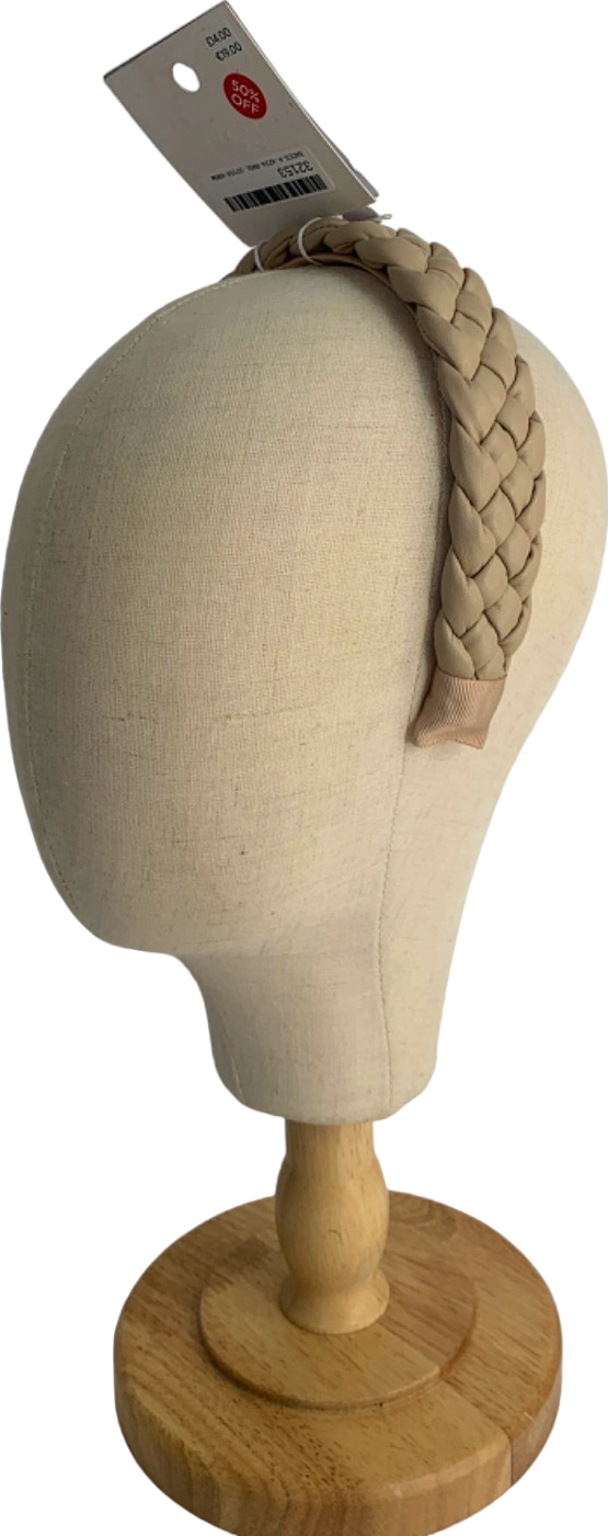 M&S Beige Faux leather Braided Headband One Size