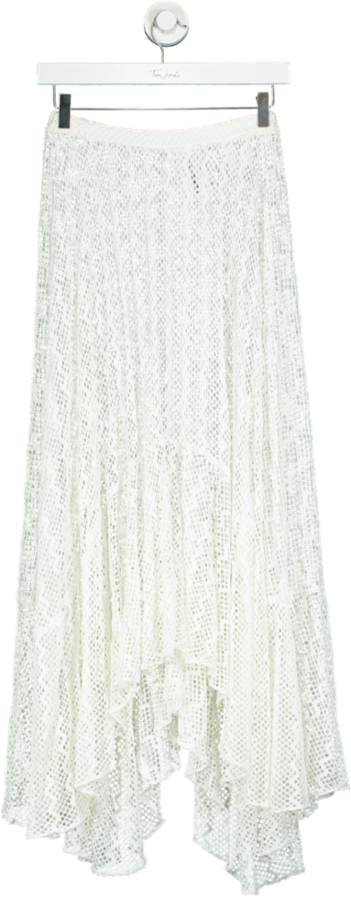 Patbo White Mesh Lace Beack Maxi Skirt UK XS