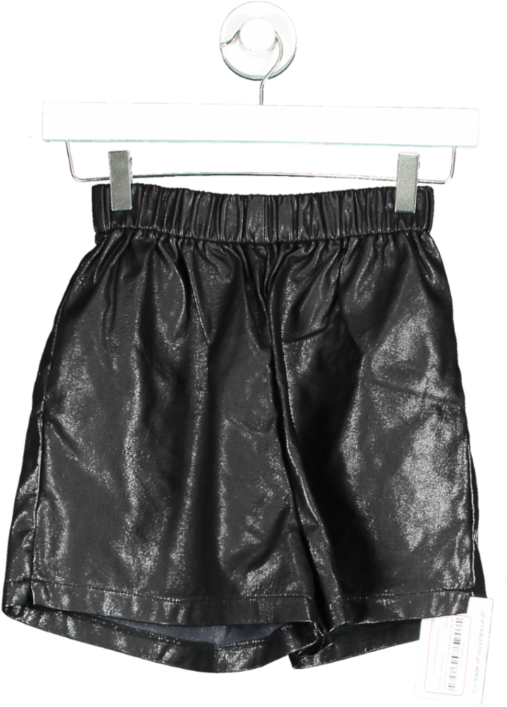 Nasty Gal Black Faux Leather High Waisted Shorts UK 8