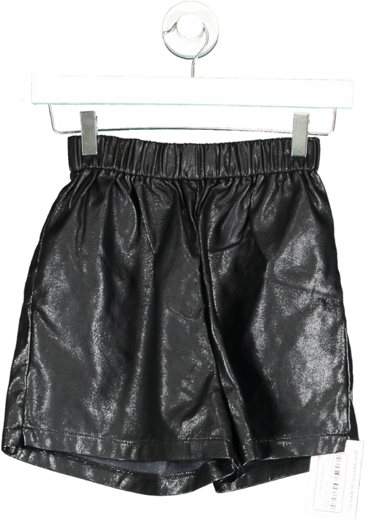 Nasty Gal Black Faux Leather High Waisted Shorts UK 8