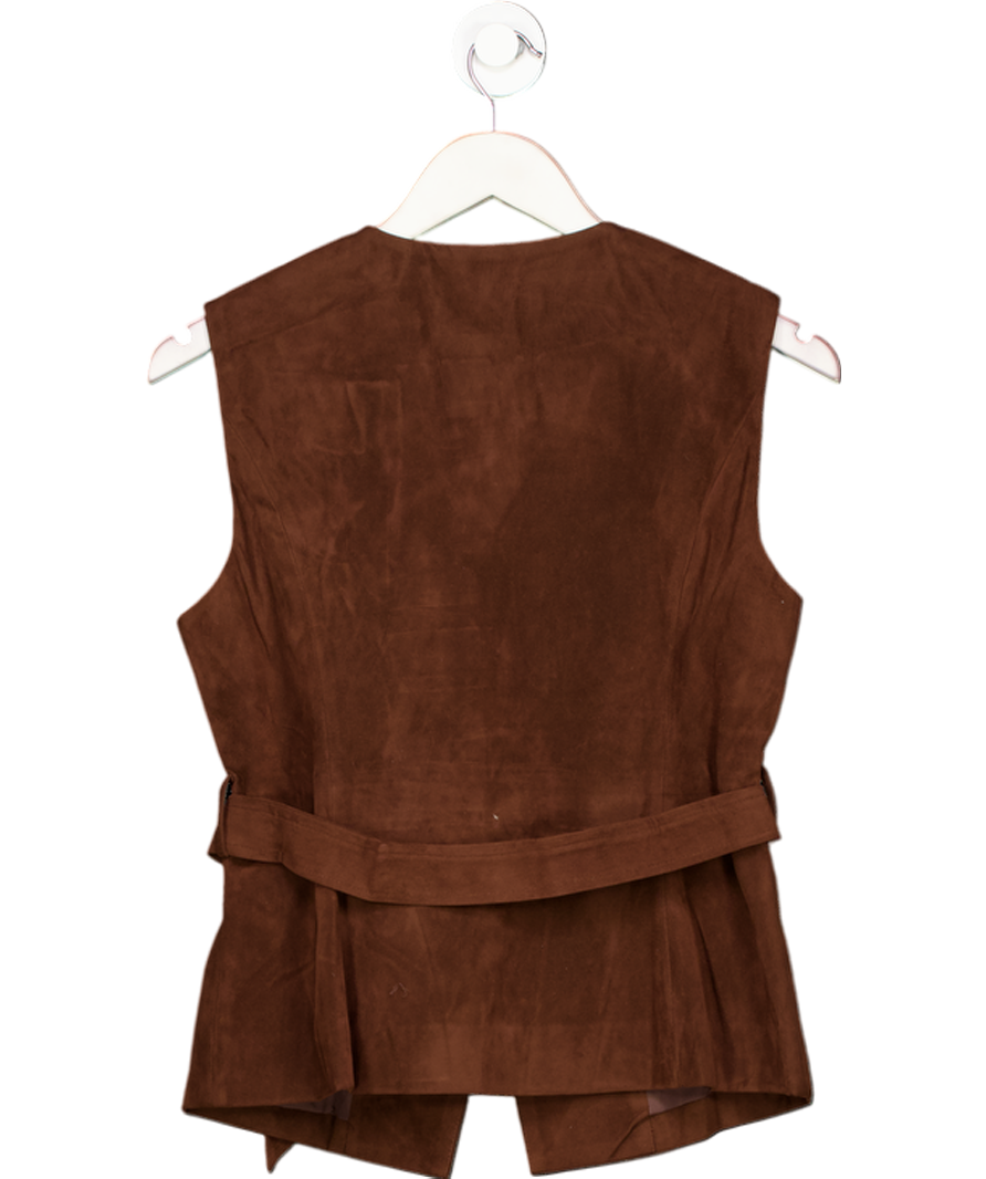 Commense Brown Suede Effect Vest With Belt UK XS