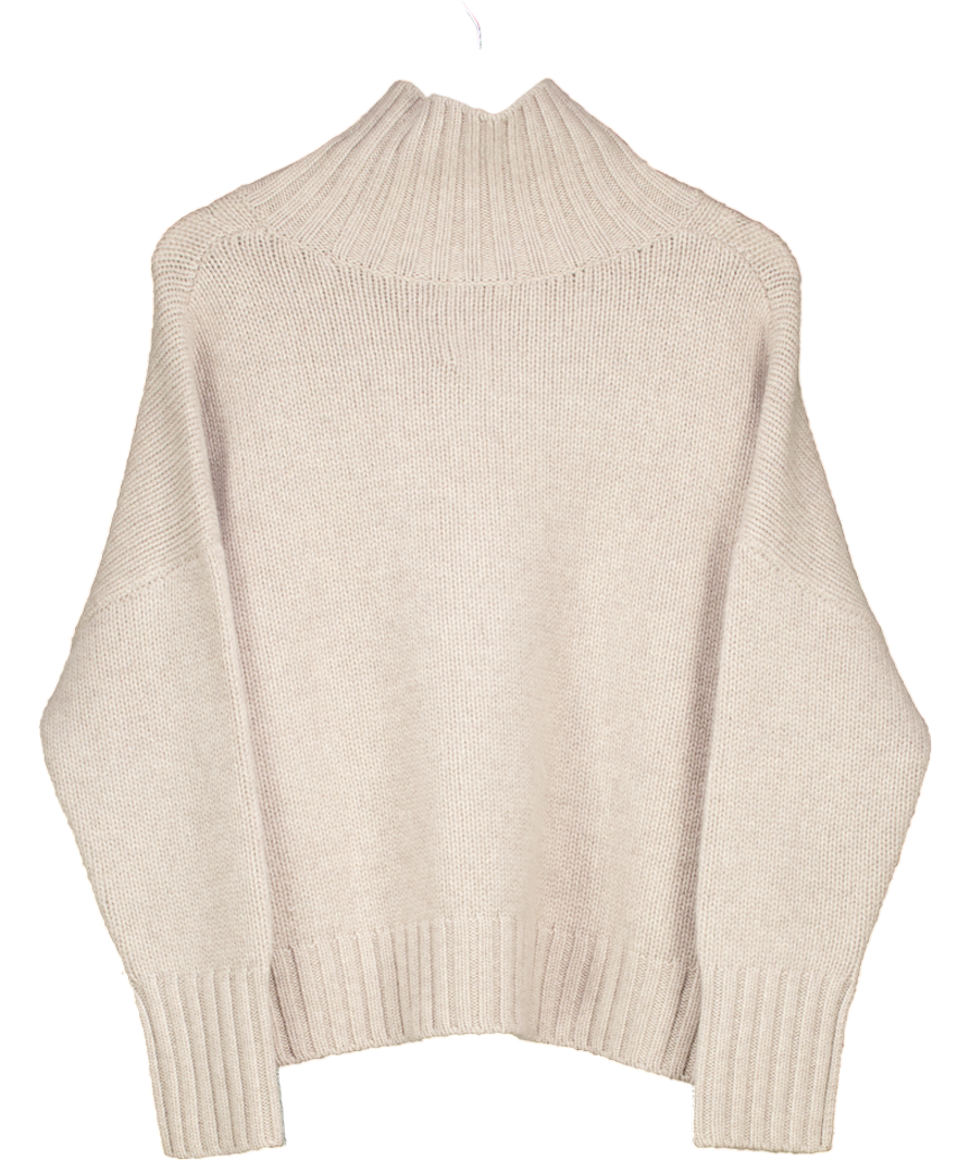 Soft Goat Beige Girlfriend Turtleneck Chunky Cashmere Turtleneck UK S