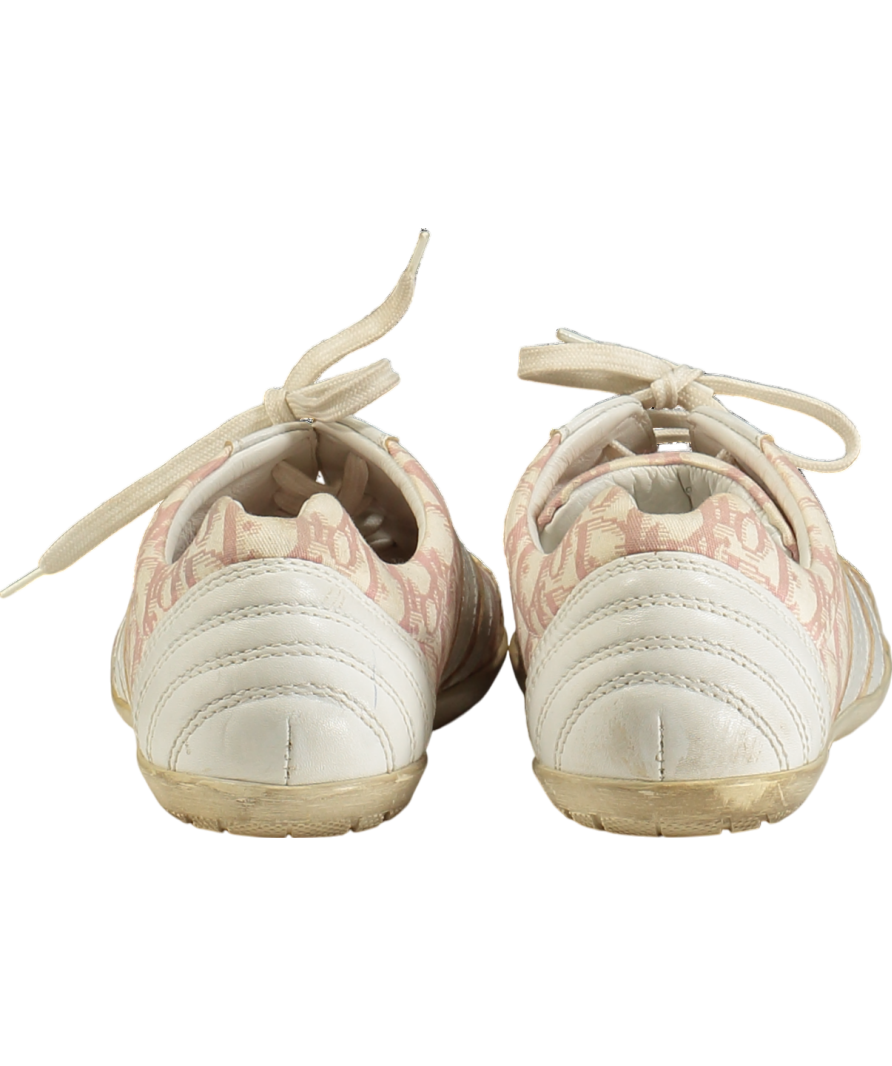 Dior Vintage White Leather / Pink Diorissimo Pattern Trainers UK 7 EU 40 👠