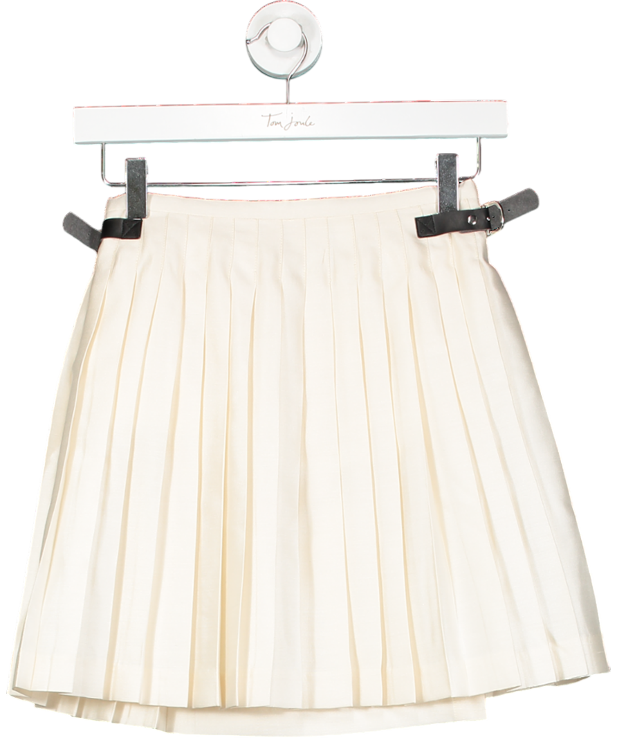 Hai Cream Pleated Mini Skirt With Buckle Sides UK XS/S